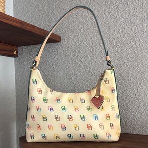 Y2K Dooney & Bourke Cream Multicolor Logo mini Shoulder Bag